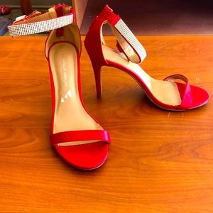 Red rhinestone heels
